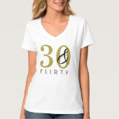30 & 30歳気のあるそぶりをした誕生日金ゴールドブラック Tシャツ (正面)