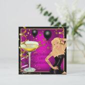 30 30thピンク金ゴールドブラック誕生日パーティー 招待状 (スタンド正面)