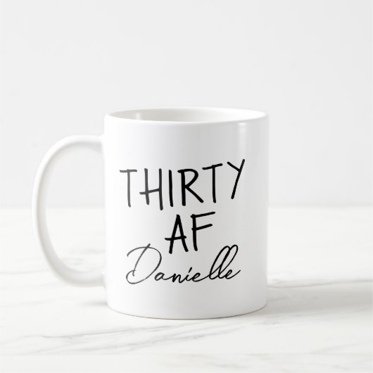 30 AF 30歳の誕生日おもしろいパーソナライズされた コーヒーマグカップ (左)