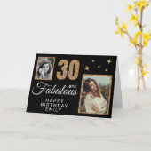 30 and Fabulous Gold Glitter 2 Photo 30th Birthday カード (黄色い花)