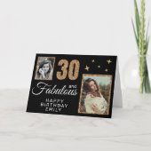 30 and Fabulous Gold Glitter 2 Photo 30th Birthday カード (正面)