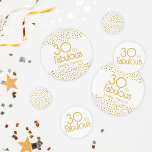 30 and Fabulous Gold Glitter 30th Birthday Party コンフェッティ<br><div class="desc">30 and Fabulous Gold Glitter 30th Birthday Party Confetti. Modern and elegant birthday confetti with trendy typography and faux gold glitter dots. The design has a custom name. Make personalized 30th birthday confetti for hers celebration.</div>