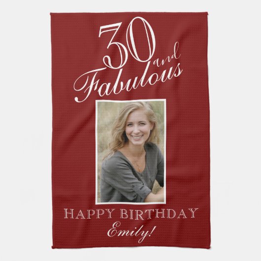 30 and Fabulous Personalized Birthday  キッチンタオル (縦)