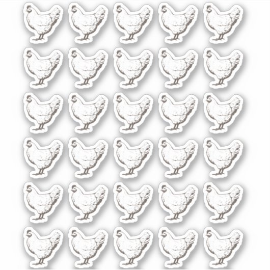 30 ClassyホワイトヴィンテージHen防水ラベル シール (正面)