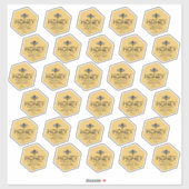 30 Custom-Cut Vinyl Hexagon Shaped Honey Labels シール (シート)
