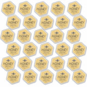 30 Custom-Cut Vinyl Hexagon Shaped Honey Labels シール (正面)