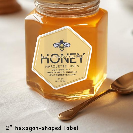 30 Custom-Cut Vinyl Hexagon Shaped Honey Labels シール