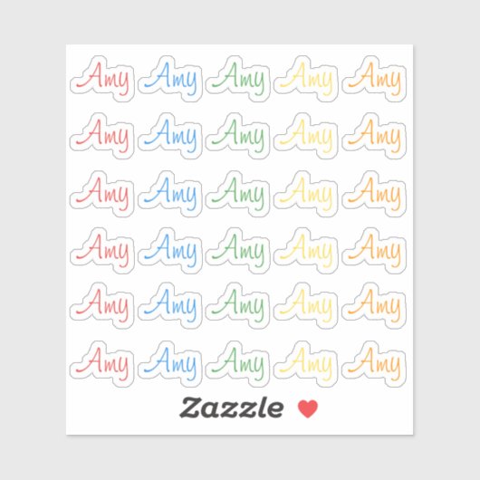 30 Custom Modern Short Name Word Initials Bright シール (シート)