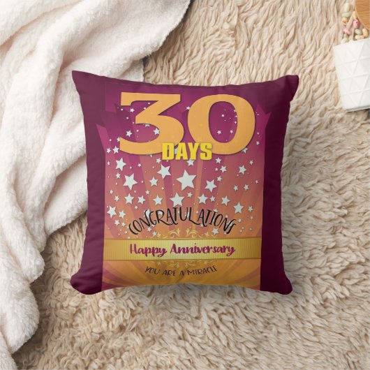 30 Days CUSTOM NAME 12 Step Anniversary Big Number クッション (ブランケット)