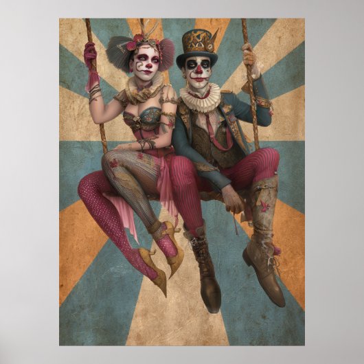 30 FD2サーカスピエロアートヴィンテージレトロカーニバル ポスター (正面)