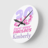 30 FORE-ever素晴らしい60番目の誕生日プレゼント – ピンク ラウンド壁時計 (傾斜)