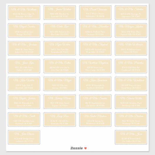 30 Individual Wedding Guest Address Labels シール (シート)