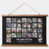 30 Photo Collage Montageと文字 – 黒を編集できる 吊り下げ型タペストリー (正面)