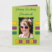 30 today写真年齢の名前を追加する緑の誕生日 カード (正面)