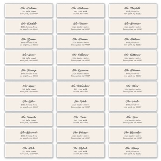 30 x個人クリームブラックゲストエンベロープアドレス シール (正面)