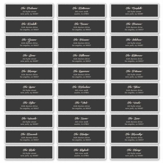 30 x個人ブラッククリームゲストエンベロープアドレス シール (正面)