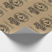 30"x15' KraftブラックネームSantaの北極 ラッピングペーパー (角)