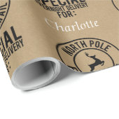 30"x15' Kraftブラック&ホワイトネーム北極 ラッピングペーパー (ロールコーナー)