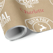 30"x15' Kraft Red & White Name From Santa ラッピングペーパー (ロールコーナー)