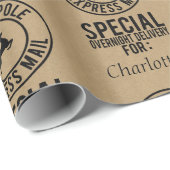 30"x6' Kraft Black Name From Santa Wrapping紙 ラッピングペーパー (ロールコーナー)