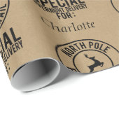 30"x6' Kraft Black Name From Santa Wrapping紙 ラッピングペーパー (ロールコーナー)