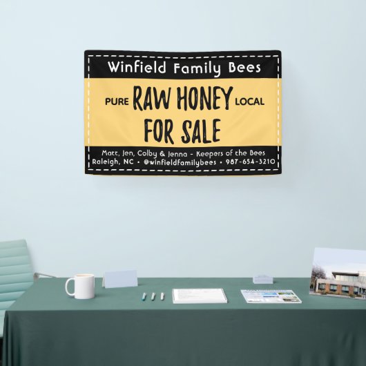 30 x 48インチファーマーズマーケットハニーテーブルバナーイエロー 横断幕 (トレードショー)