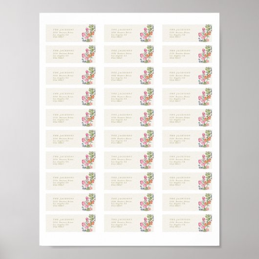 30 x Print at Home Spring floral Address Stickers ポスター (正面)