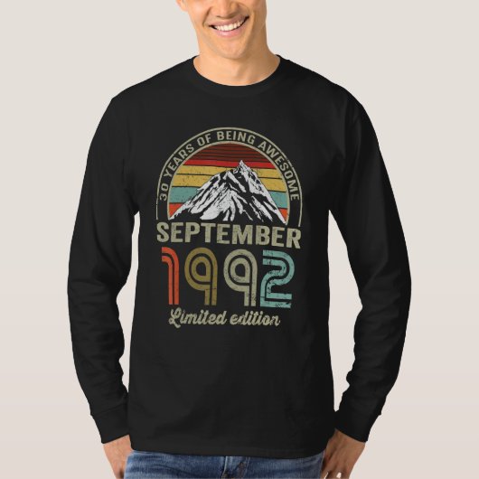 30 Year Old  September 1992  30th Bday Tシャツ (正面)