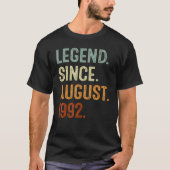 30 Years Old  Legend Since August 1992 30th Birthd Tシャツ (正面)