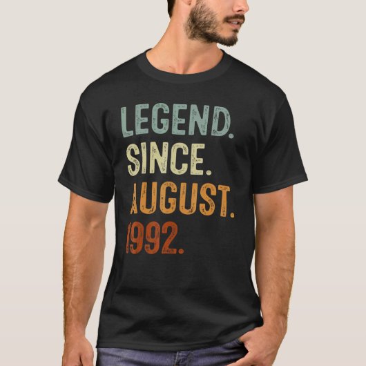 30 Years Old  Legend Since August 1992 30th Birthd Tシャツ (正面)