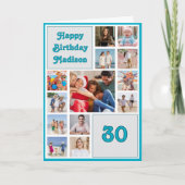 30 years (or any age) birthday photo collage カード (正面)