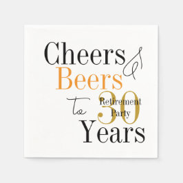 30 Years Retirement Cheers Beers Minimal Party スタンダードカクテルナプキン