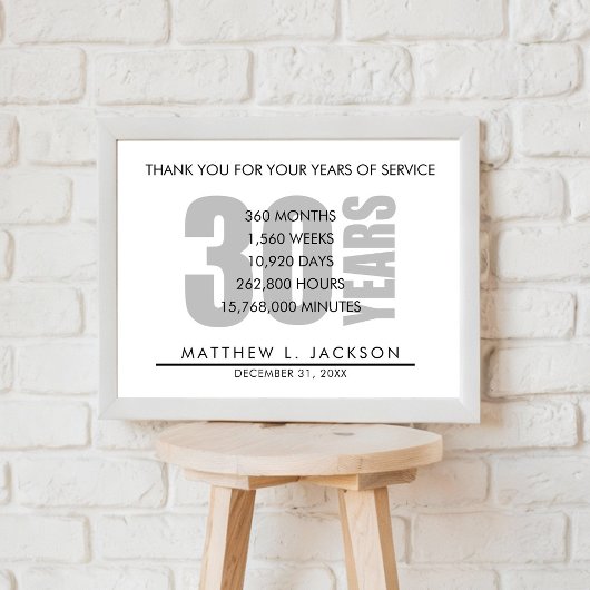 30 Years Retirement or Employee Appreciation Gift ポスター