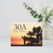 30A - サウスウォルトンのパームツリーに沈む夕日 ポストカード (スタンド正面)