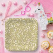 30Age乱数パターン金ゴールド/白 ペーパープレート (パーティー)