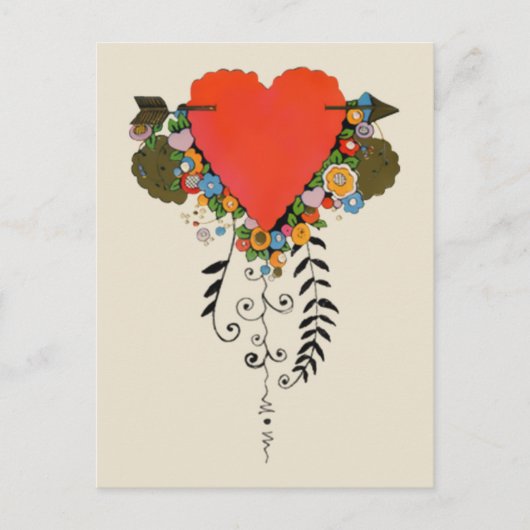 30sバレンタインハート(赤) シーズンポストカード (正面)