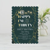 30thおもしろい誕生日招待状スパークリエメラルド 招待状 (スタンド正面)