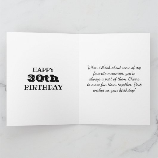 30thまたは任意の年齢の写真コラージビッグ誕生日カード カード (内部)