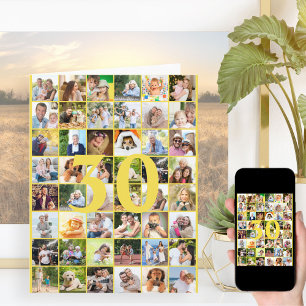 30thまたは任意の年齢の写真コラージビッグ誕生日カード カード
