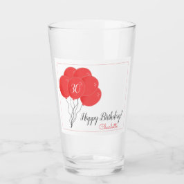 30thまたは任意の誕生日ピンクバルーンガラス タンブラーグラス