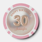 30thエレガントハッピーバースデーバラ金ゴールドラグジュアリーシック ポーカーチップ (裏面)