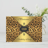 30thエレガントバースデーレオパード黒アンティークジュエル 招待状 (スタンド正面)