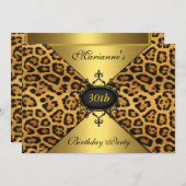 30thエレガントバースデーレオパード黒アンティークジュエル 招待状 (正面/裏面)