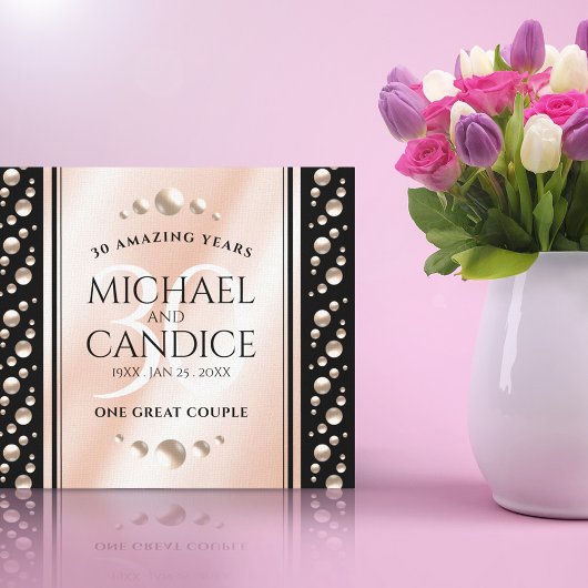 30thエレガントパールの結婚記念日お祝い キャンバスプリント