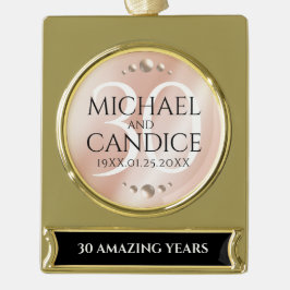 30thエレガントパールの結婚記念日お祝い ゴールドプレートバナーオーナメント