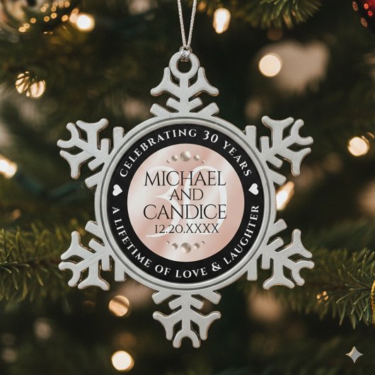 30thエレガントパールの結婚記念日お祝い スノーフレークピューターオーナメント