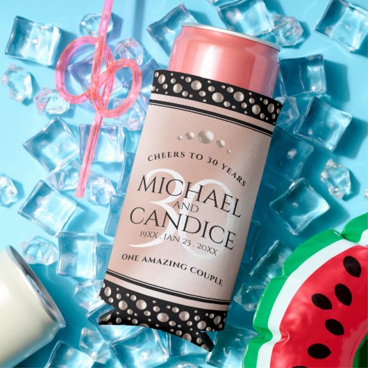 30thエレガントパールの結婚記念日お祝い スリム缶クーラー (インサイチュ 夏)