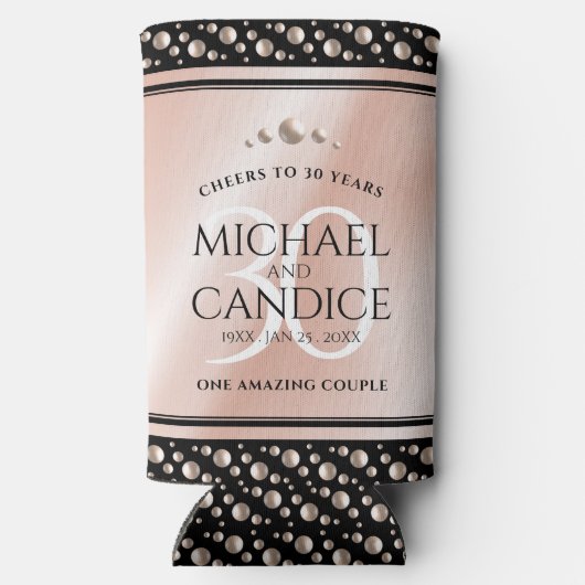 30thエレガントパールの結婚記念日お祝い スリム缶クーラー (裏面)