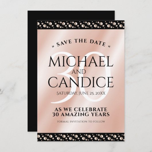 30thエレガントパールの結婚記念日お祝い セーブザデート (正面/裏面)