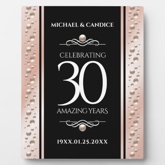 30thエレガントパールの結婚記念日お祝い フォトプラーク (正面)